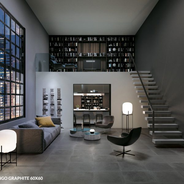 Tango Graphite 60x60 - Feinsteinzeug Betonfliesen Optik