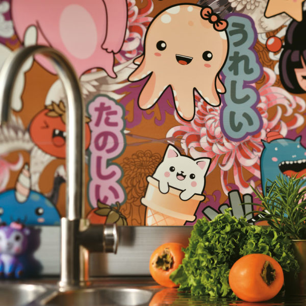 Kawaii Küchenfliesen Effekt Wallpaper 80x80