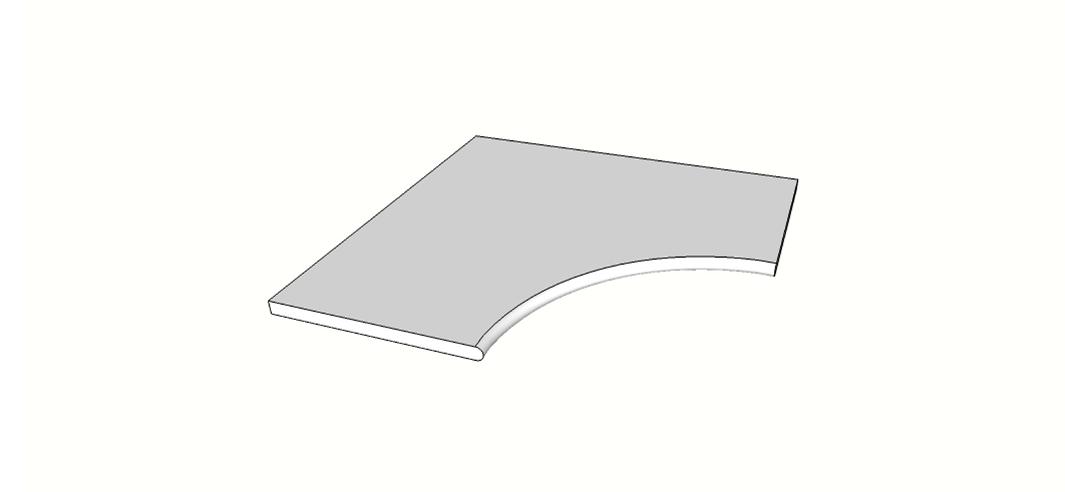 Winkel krummlinigen Kante (1/2 Runde) <span style="white-space:nowrap;">80x80 cm</span>   <span style="white-space:nowrap;">st. 20mm</span>