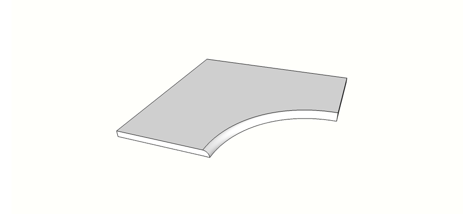 Winkel krummlinigen Kante (1/4 Runde) <span style="white-space:nowrap;">60x60 cm</span>   <span style="white-space:nowrap;">st. 20mm</span>