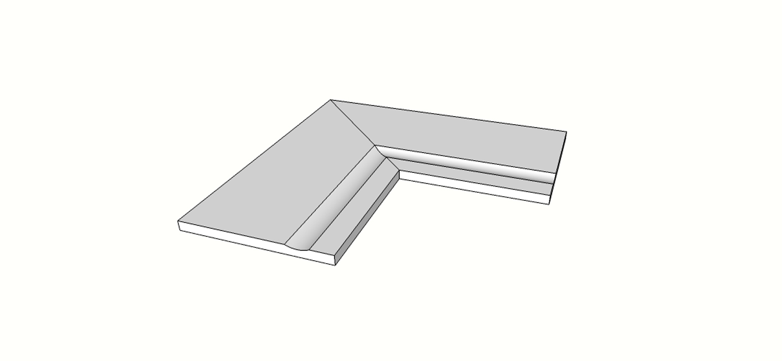 Außeneckstein (2 Stk.) mit 1/4 abgerundeter Kante und Rille <span style="white-space:nowrap;">30x60 cm</span>   <span style="white-space:nowrap;">st. 20mm</span>