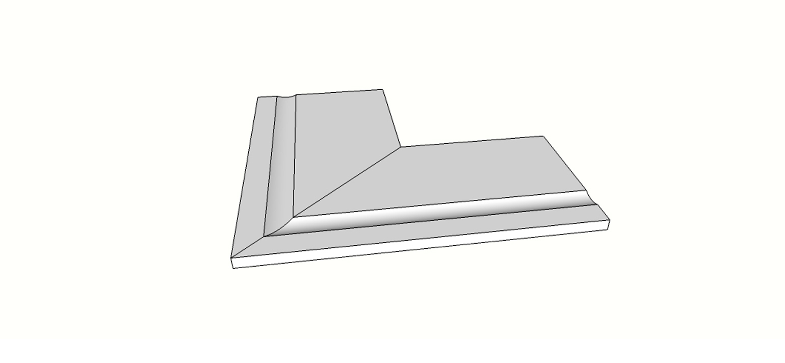 Außeneckstein (2 Stk.) mit 1/4 abgerundeter Kante und Rille <span style="white-space:nowrap;">30x60 cm</span>   <span style="white-space:nowrap;">st. 20mm</span>