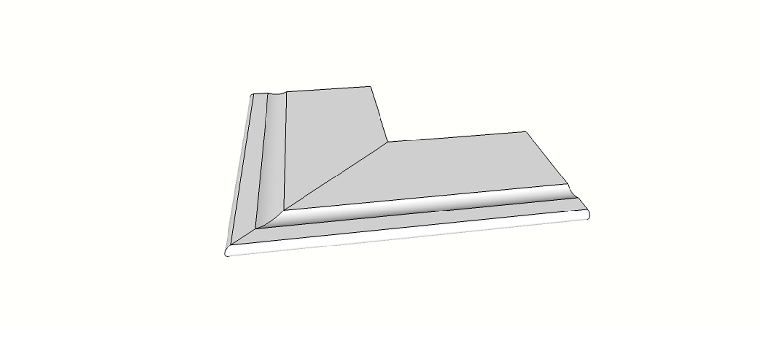 Außeneckstein (2 Stk.) mit 1/2 abgerundeter Kante und Rille <span style="white-space:nowrap;">30x60 cm</span>   <span style="white-space:nowrap;">st. 20mm</span>