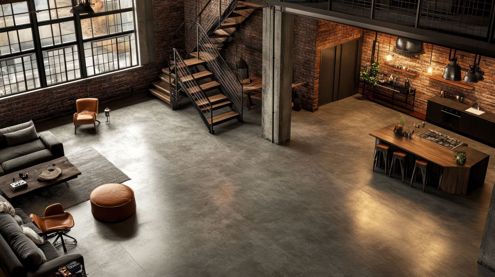  Große Fliesen in Betonoptik im Industriestil