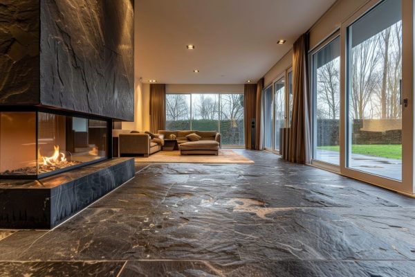 Große Fliesen in Steinoptik im rustikalen Stil