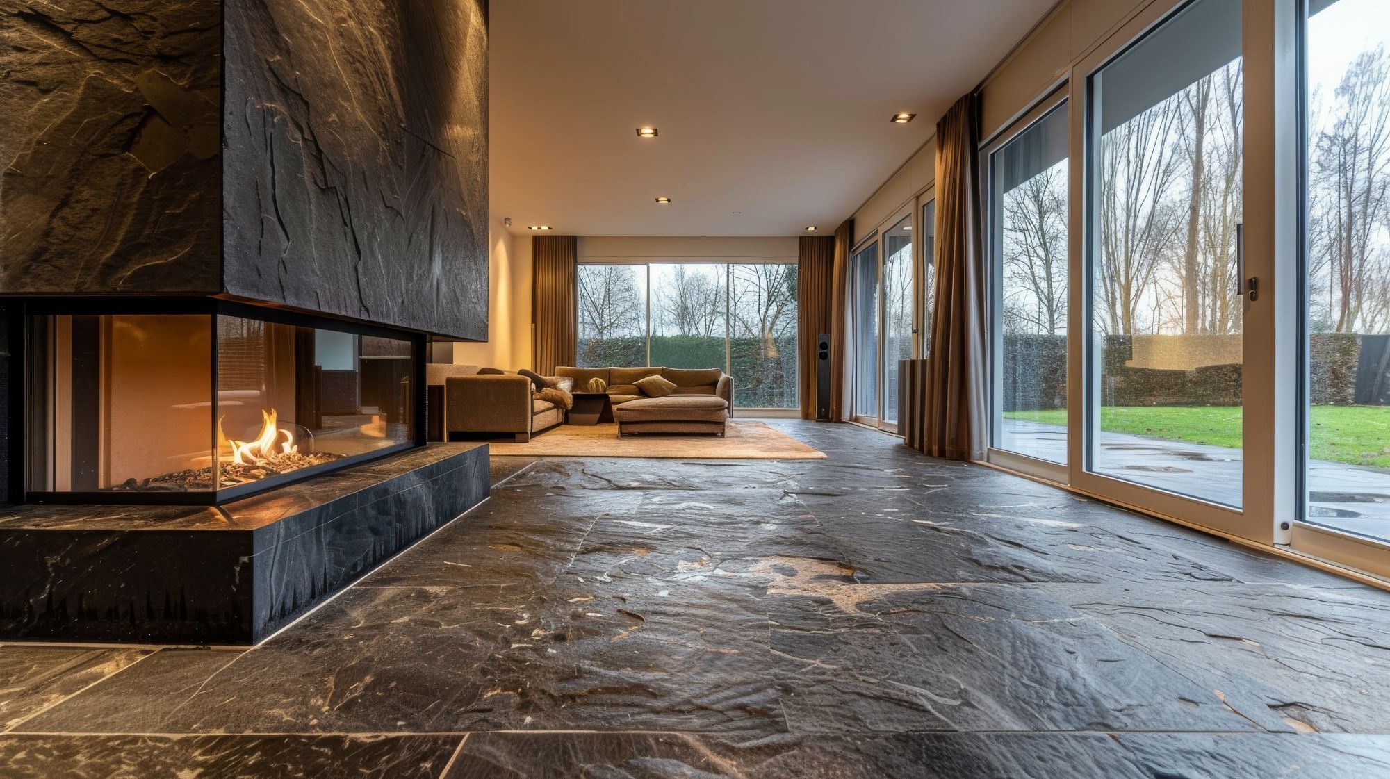 Große Fliesen in Steinoptik im rustikalen Stil