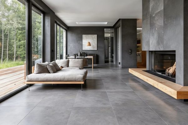 Große Fliesen in Steinoptik im rustikalen Stil