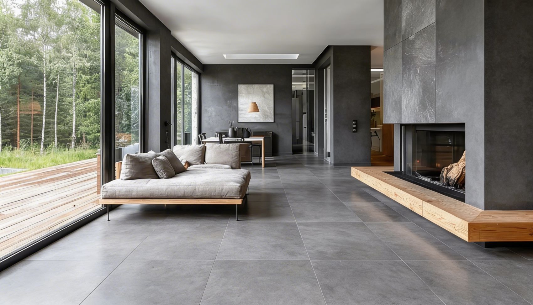 Große Fliesen in Steinoptik im rustikalen Stil