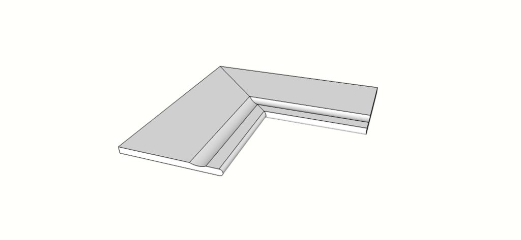 Randstein mit 1/2 abgerundeter Kante und Rille mit Fries <span style="white-space:nowrap;">30x60 cm</span> &nbsp; <span style="white-space:nowrap;">st. 20mm</span>