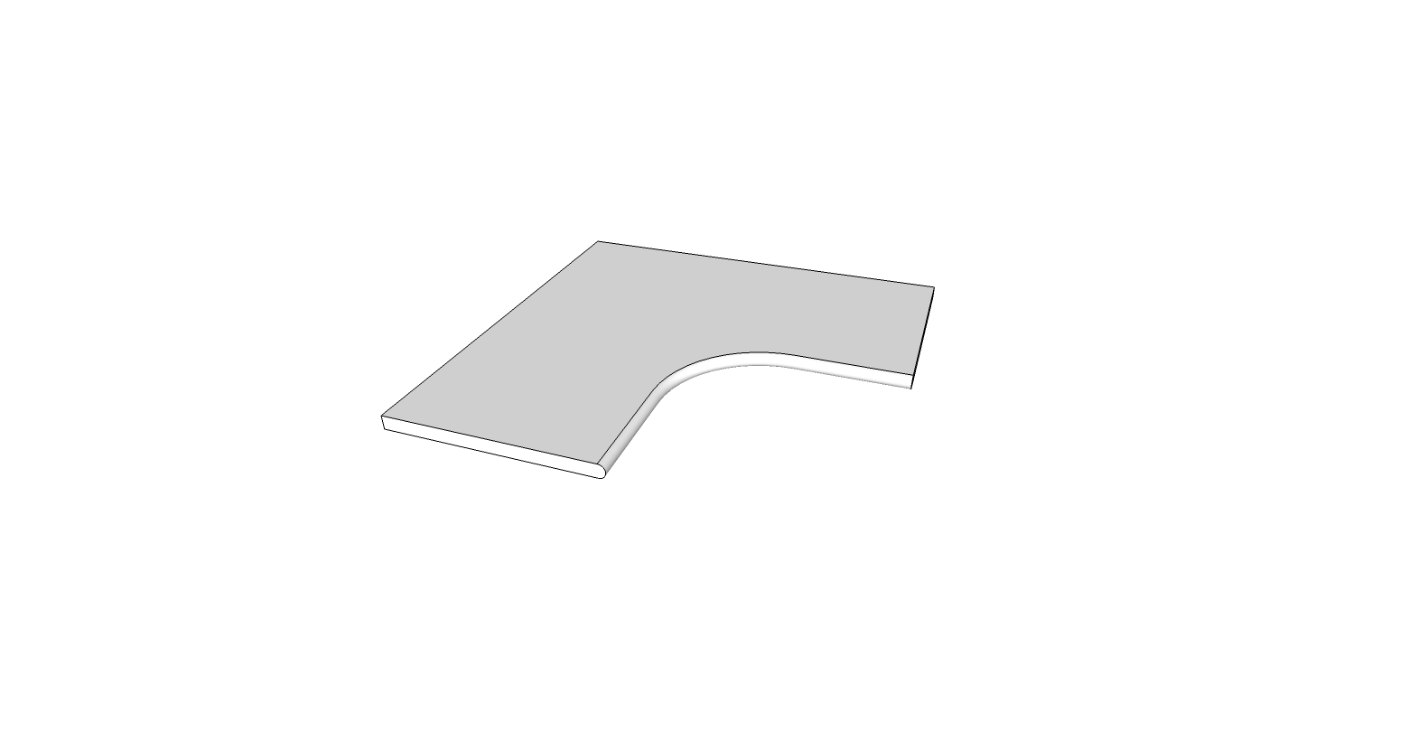 Winkel krummlinigen Kante (1/2 Runde) R15 <span style="white-space:nowrap;">60x60 cm</span> &nbsp; <span style="white-space:nowrap;">st. 20mm</span>