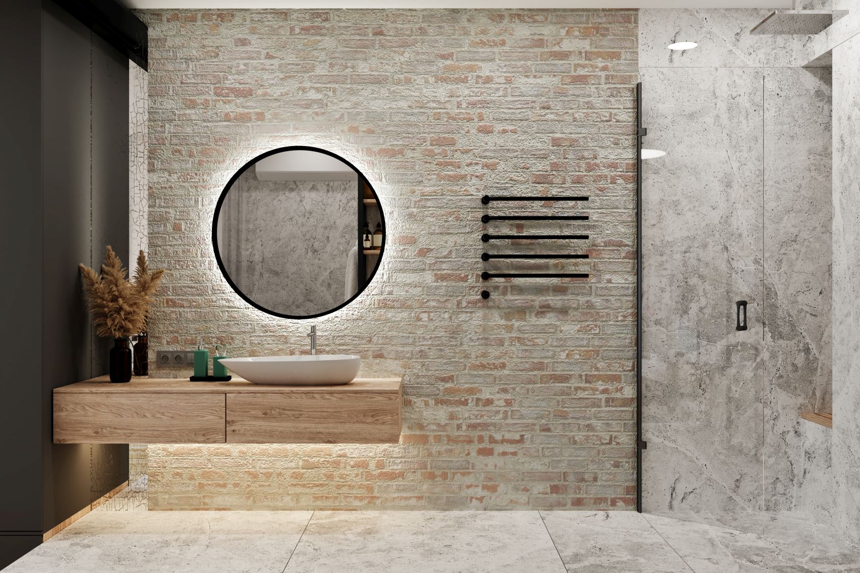 Badezimmer modern mit Begehbarer Dusche