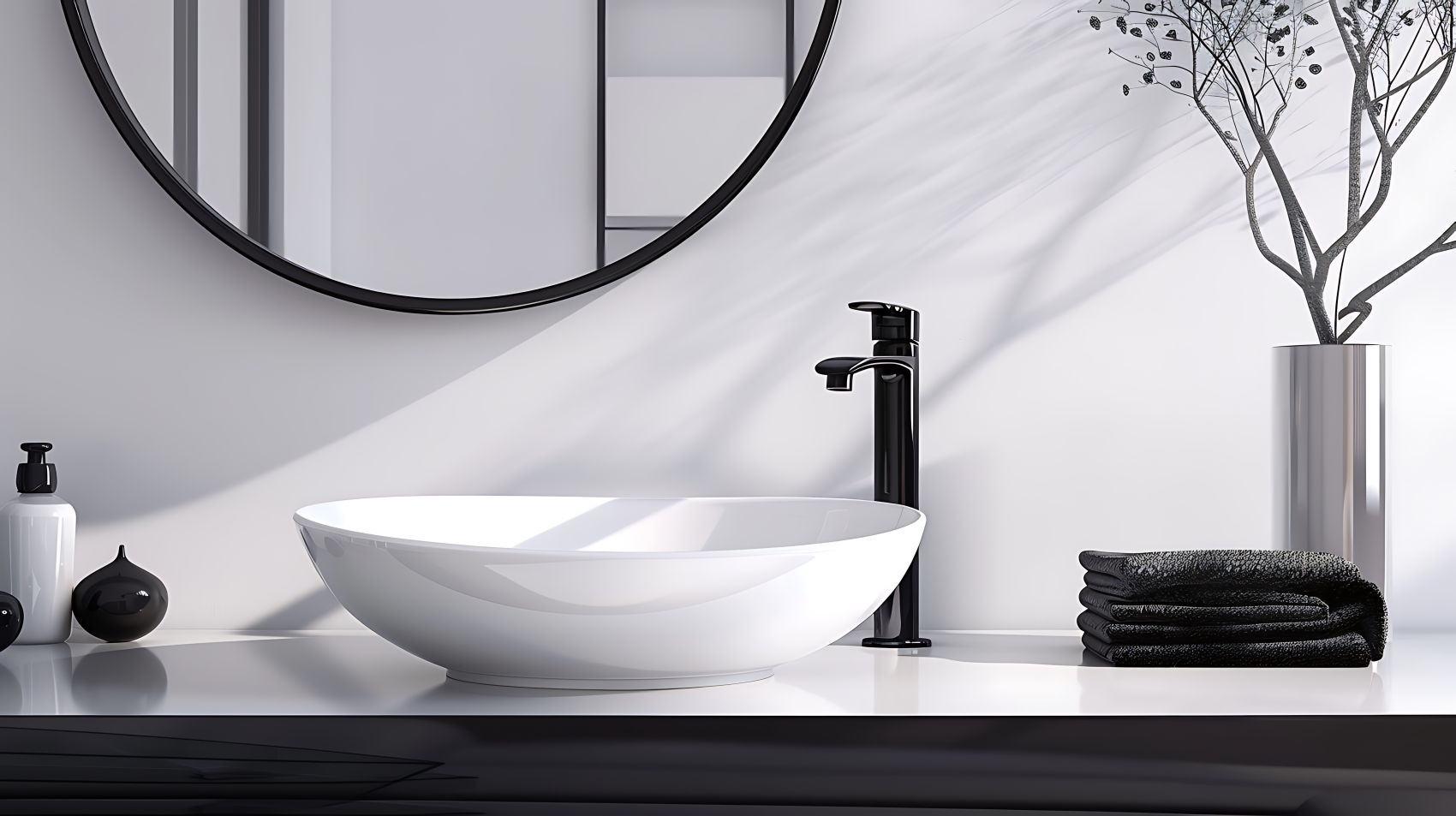 Badezimmer modern Schwarze Armaturen